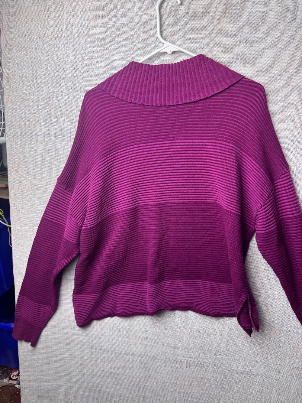 Fuchsia Ribbed Cowl Neck Sweater - Picture 2 of 3